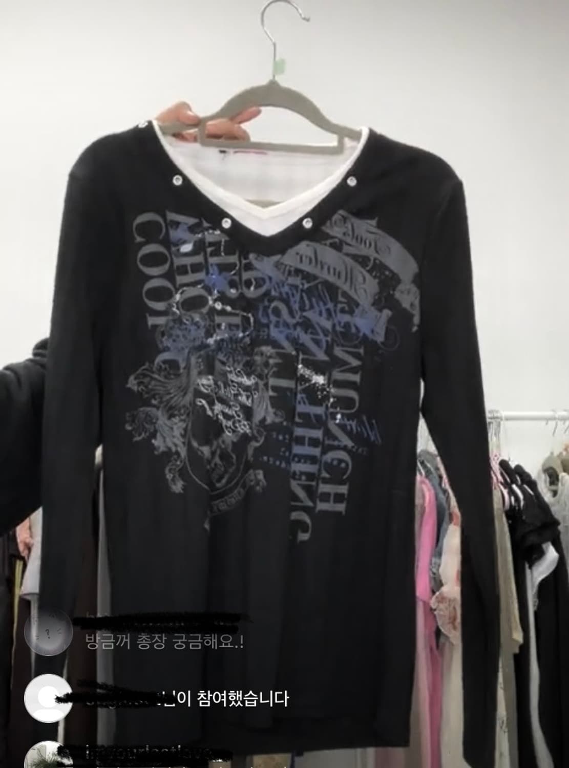 일본빈티지 와투케 y2k 펑크 블랙 긴팔티 상품이미지1