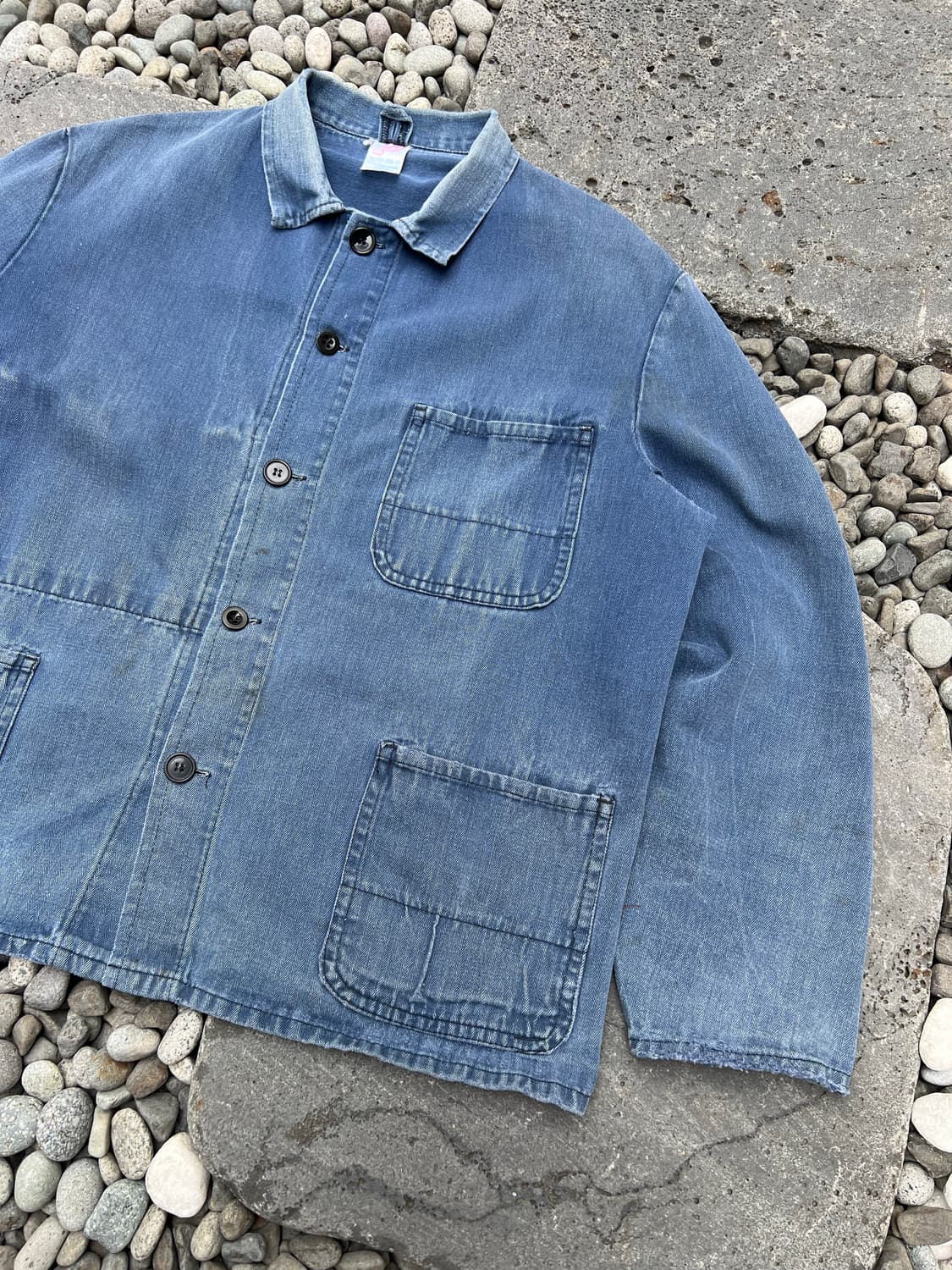OLD FADED PATCHWORK HBT 헤링본트윌코튼 프렌치워크자켓 상품이미지5