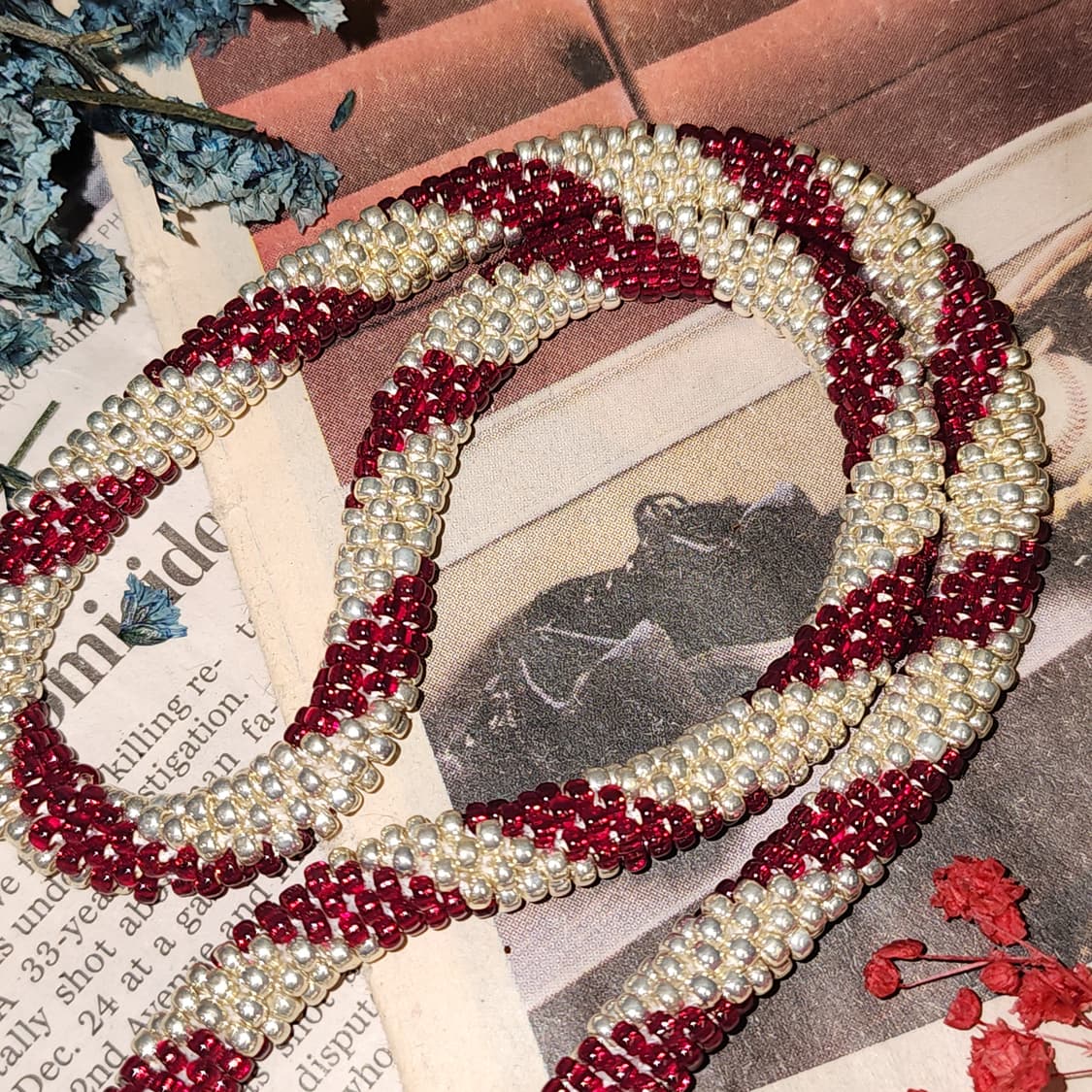 90s 프랑스 빈티지 목걸이 크로셰 비즈 로프 목걸이 엔틱 쥬얼리 상품이미지6