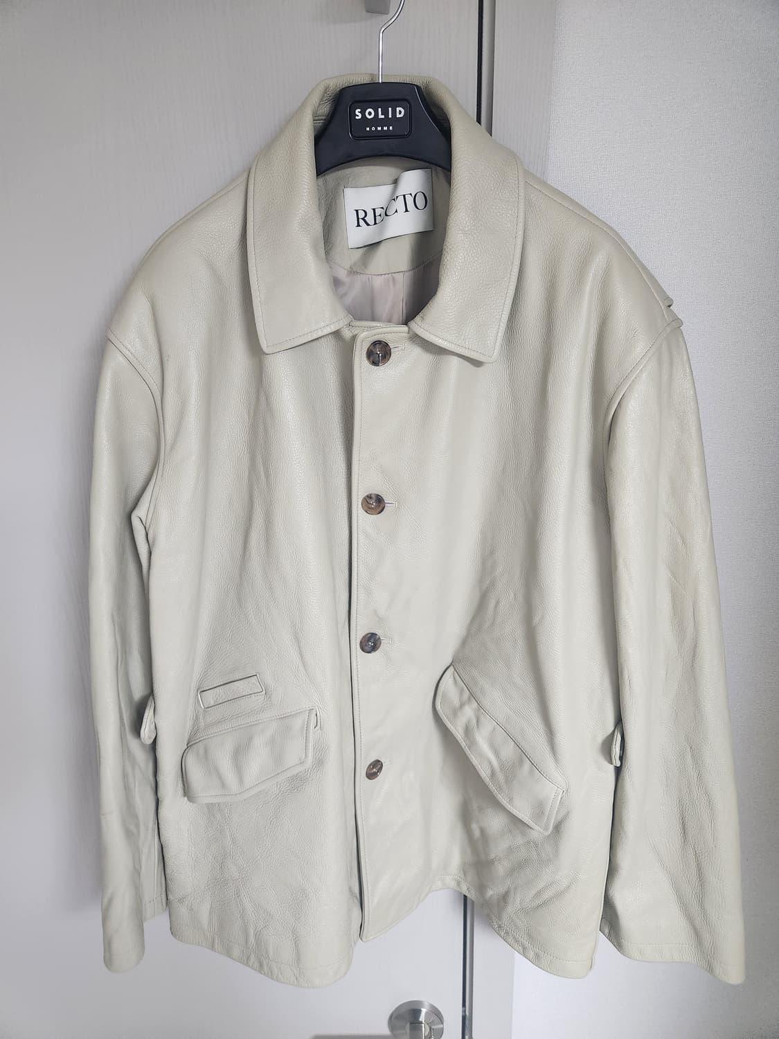 렉토 25SS 빈티지 워싱 레더 초어 가죽 자켓(베이지, L) 상품이미지4