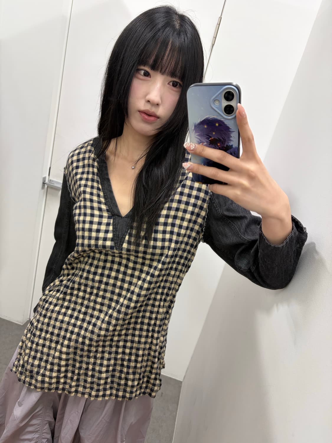 솔로이스트 체크 튜닉 블라우스 상품이미지3
