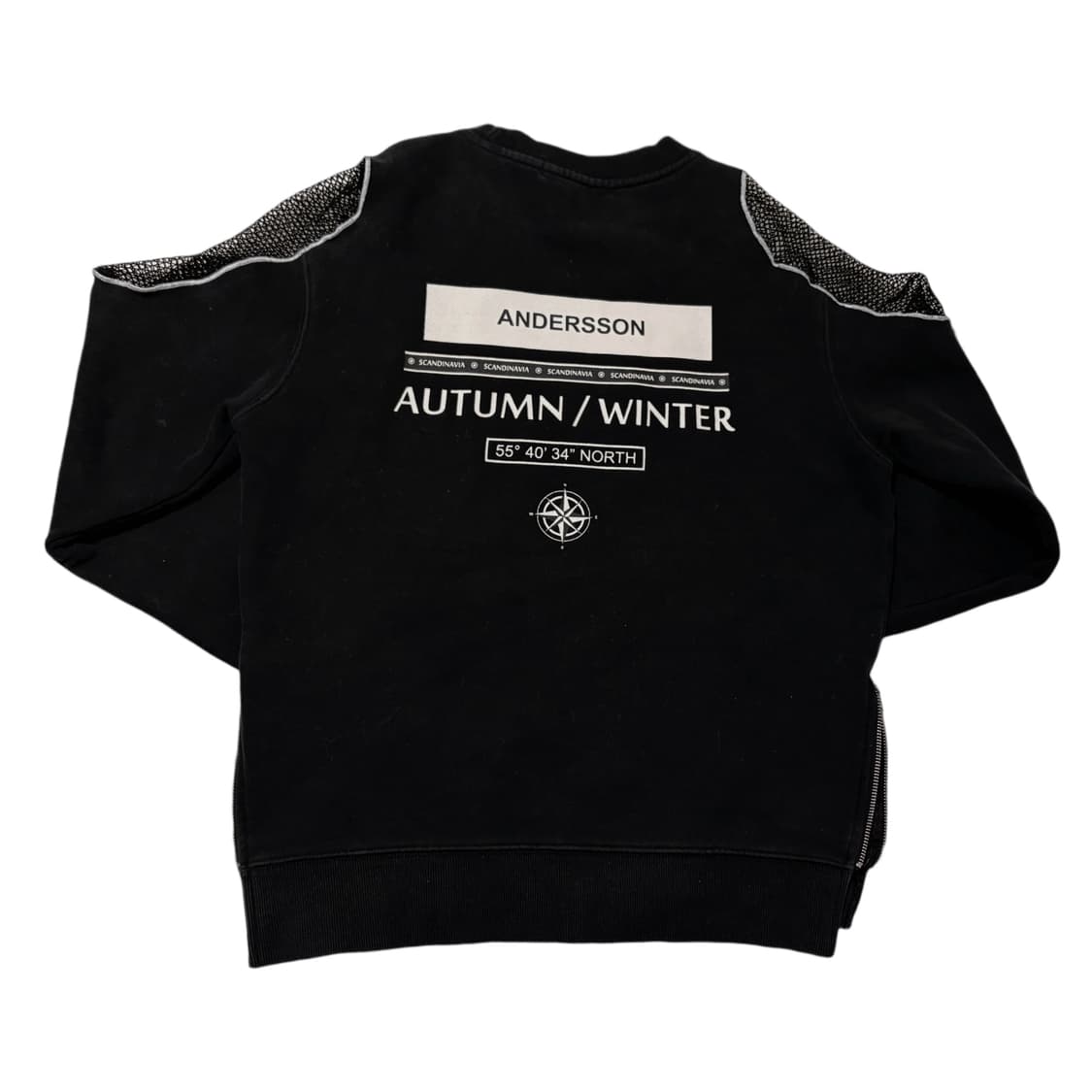 앤더슨벨 로제제 블랙 망사 밑 트윈 지퍼 커스텀 블랙 맨투맨 상품이미지2