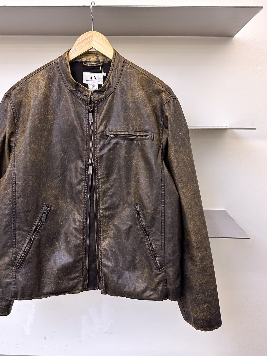 아르마니 익스체인지 투웨이 PU 레더 바이커 자켓 상품이미지2