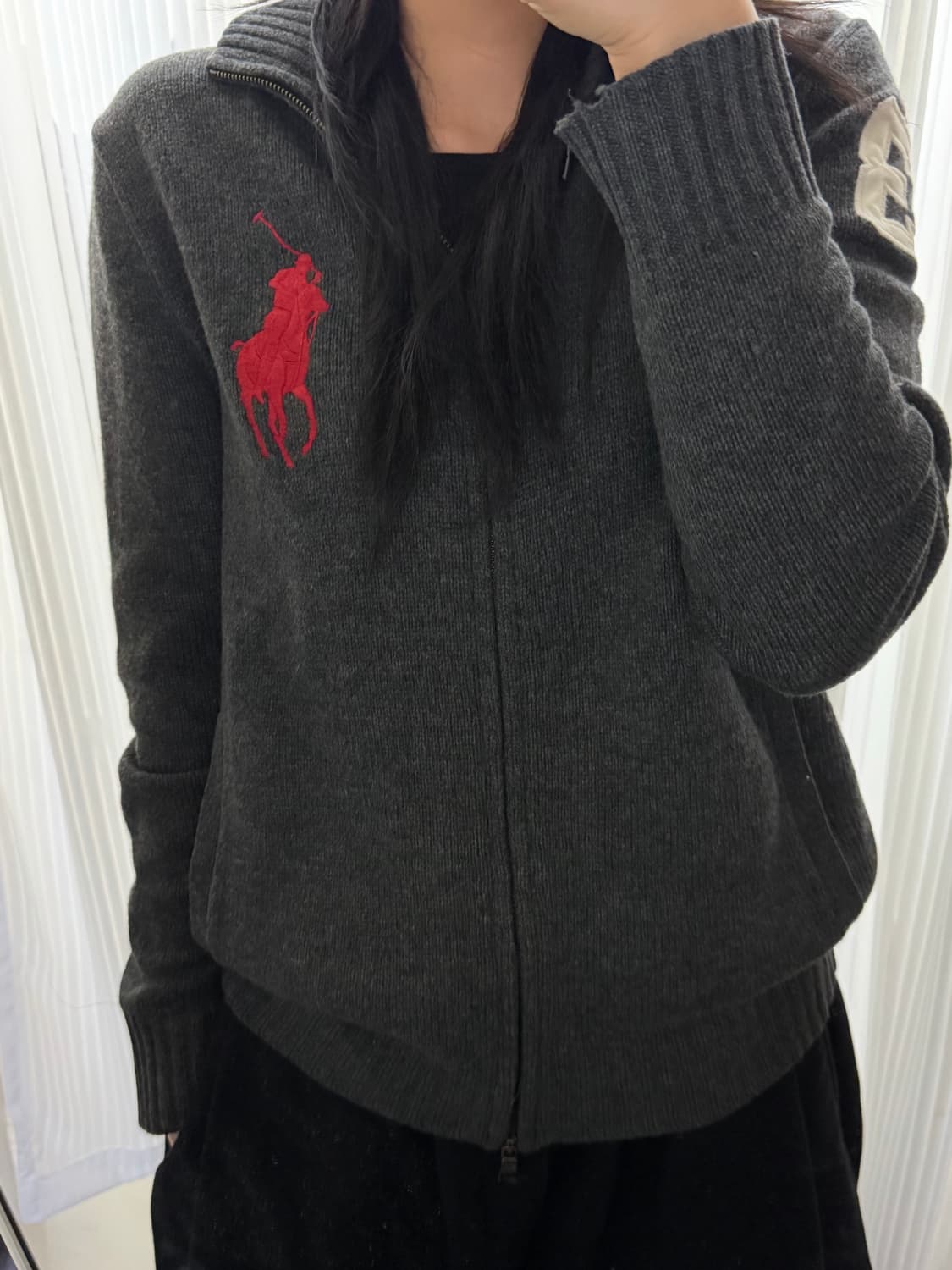 폴로 랄프로렌 빅포니 그레이 니트 집업 S 상품이미지1