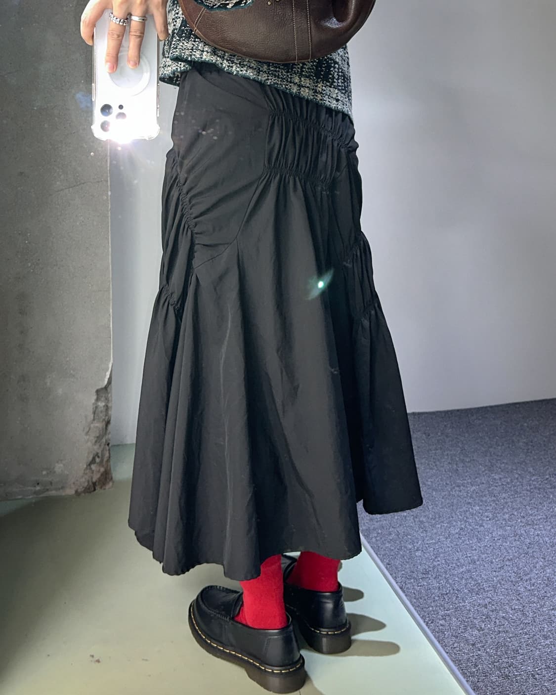 black shirring point long skirt 상품이미지2