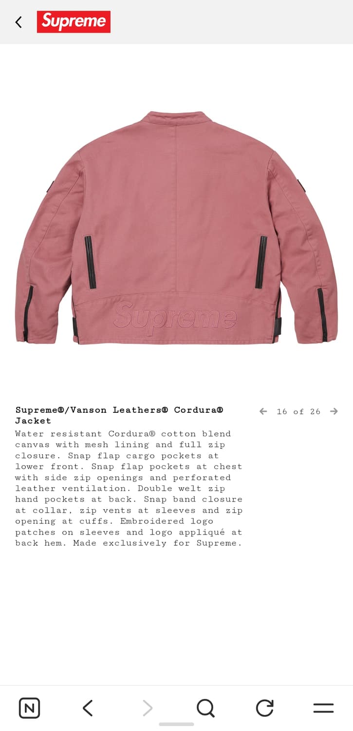 [XXL] 슈프림 밴슨레더스 코듀라 자켓 핑크 상품이미지4