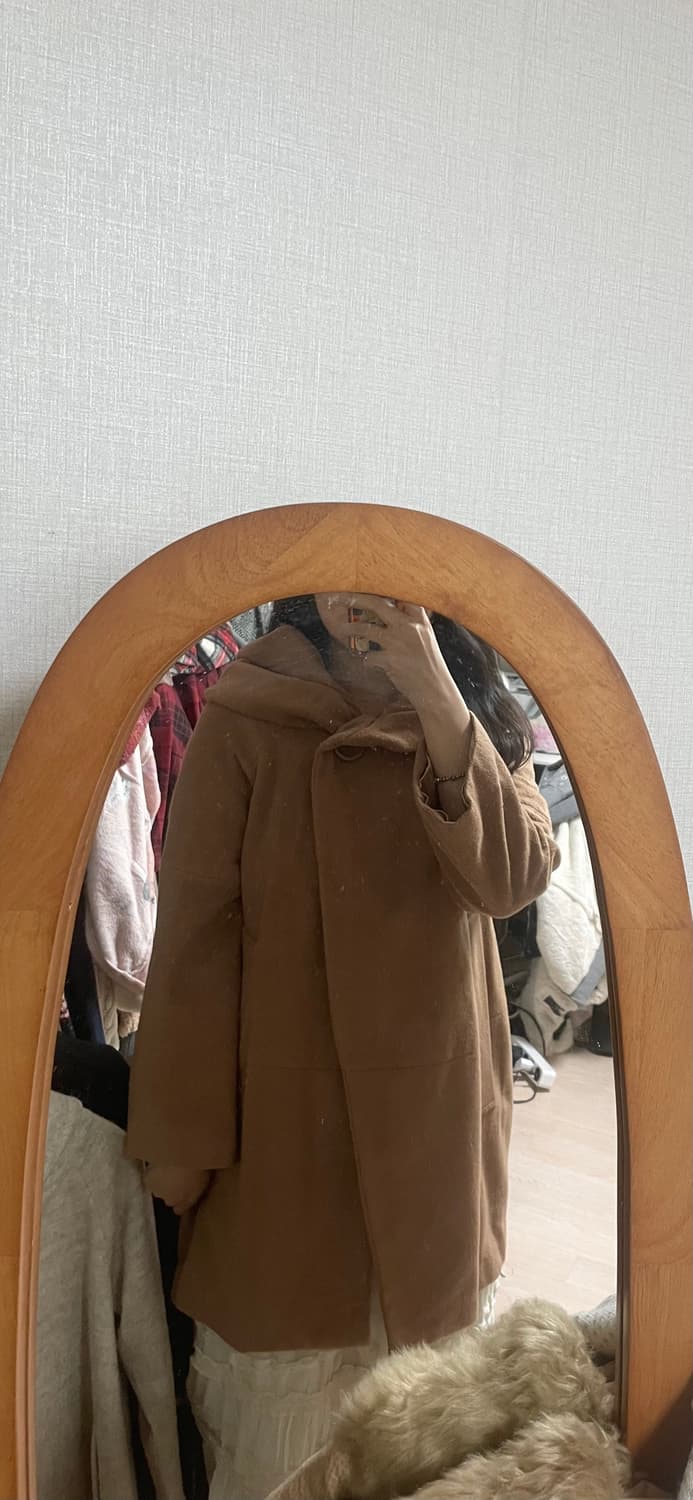 모리걸 빈티지 베이지 도트 후드 코트 🧡🤎 상품이미지4