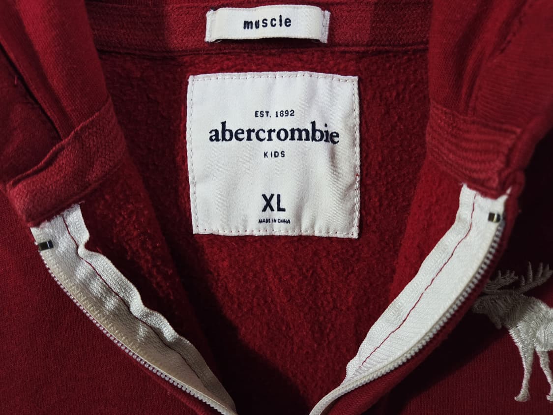 아베크롬비 순록 자수 로고 레드 후드집업 상품이미지4