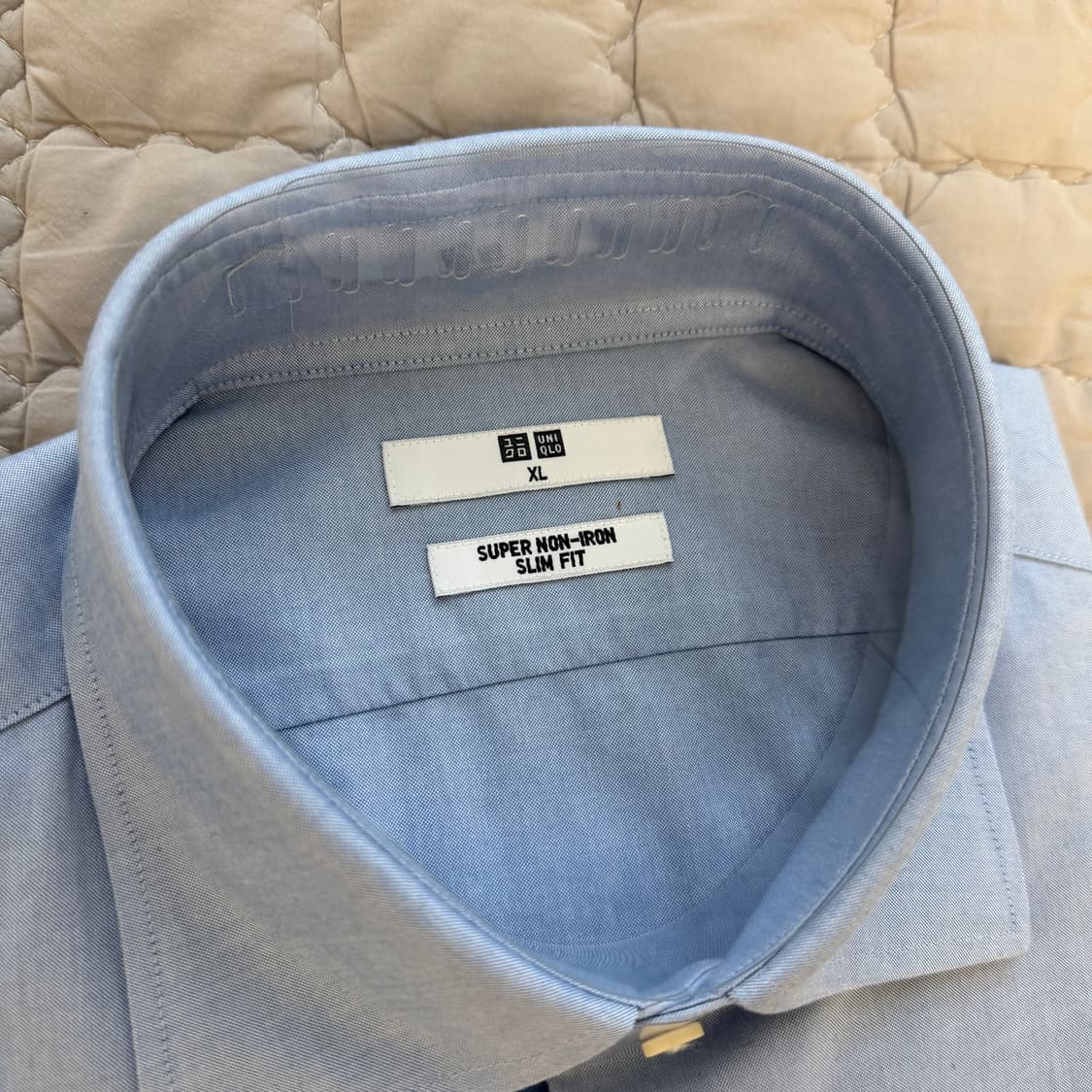 유니클로 논아이론 드레스셔츠 세미와이드 카라 블루 XL 슬림핏 상품이미지2