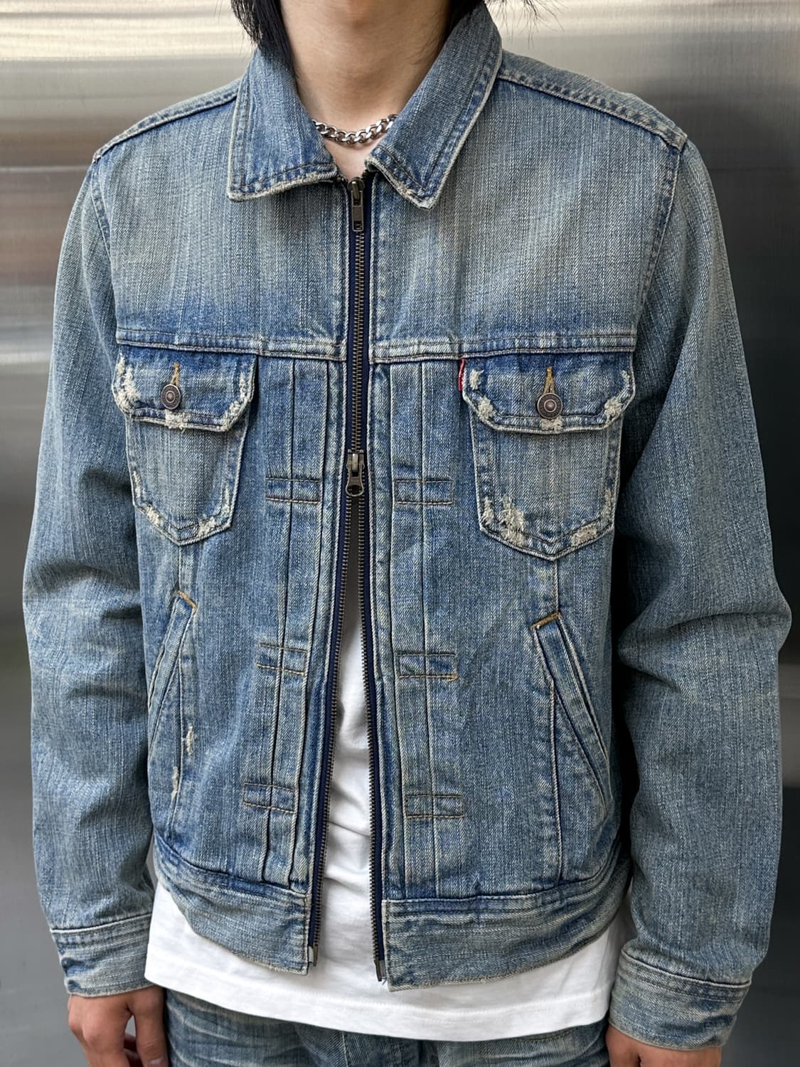 리바이스 투웨이 디스크레스드 데님 집업 자켓 상품이미지2