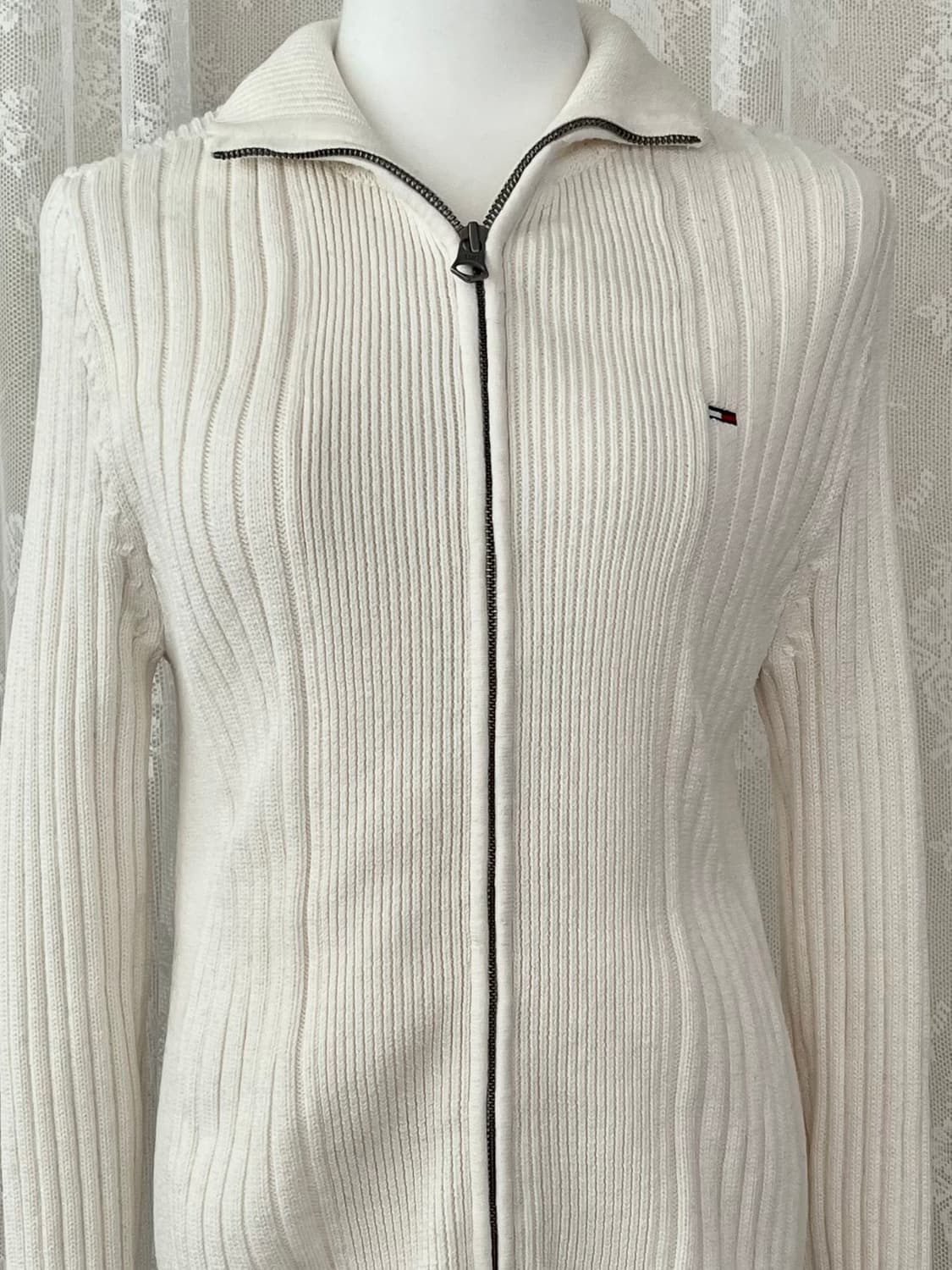 S) 타미힐피거 데님 코튼 니트 집업 아이보리 상품이미지4