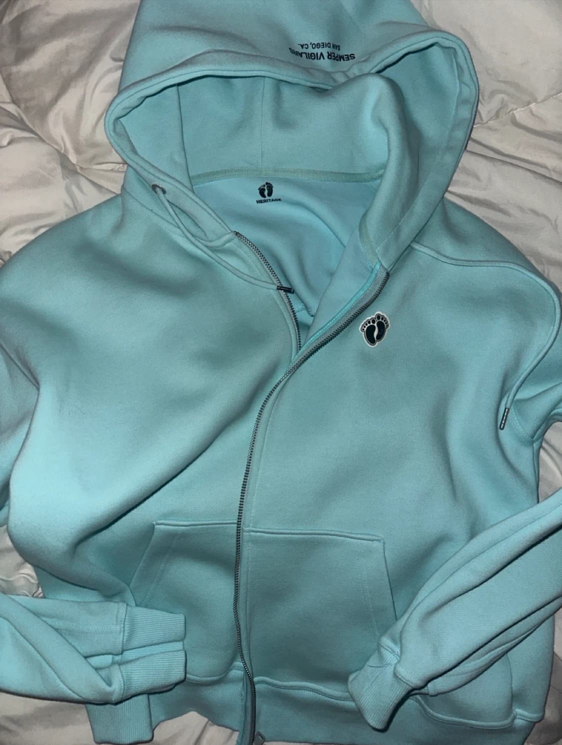 헹텐 헤리티지 빈티지 민트색 후드집업 상품이미지1