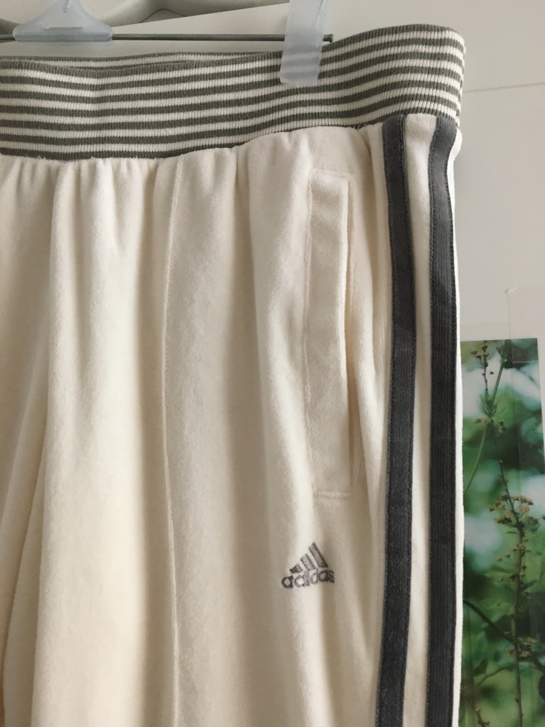 아디다스 희귀 벨루어 벨벳 크림 부츠컷 트레이닝바지 팬츠 상품이미지4