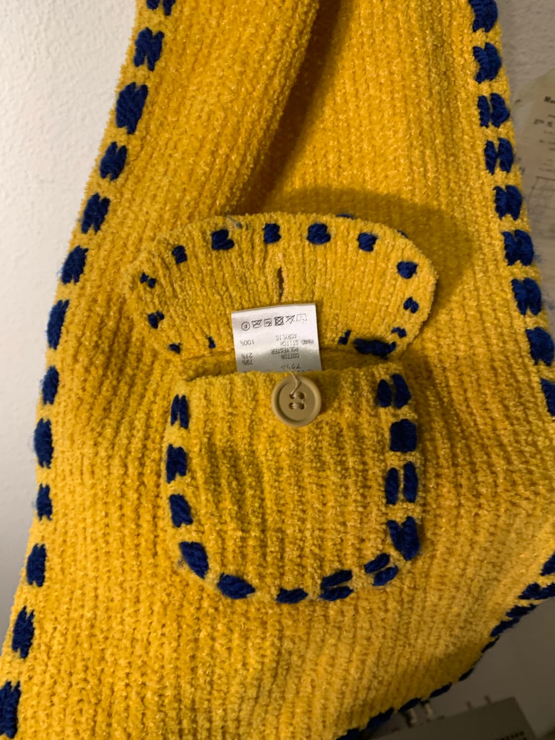 핑거린 핸드스티치 포켓 머플러 네이비 옐로 상품이미지6