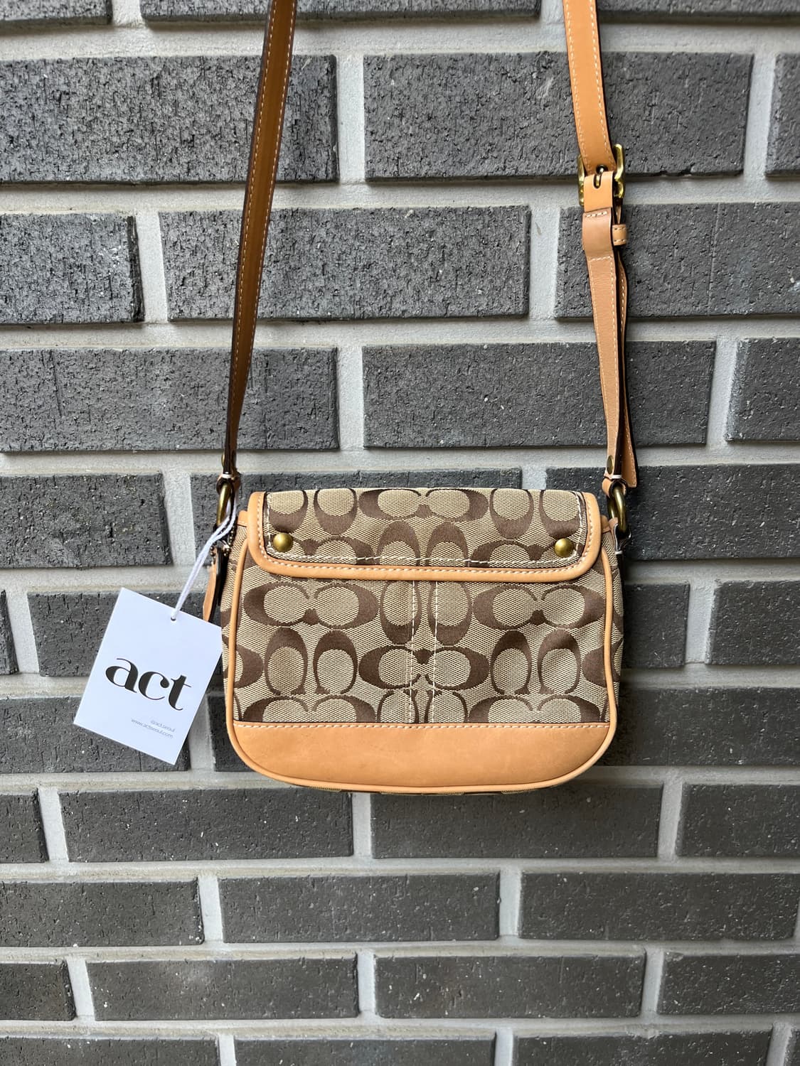 00s Coach 코치 턴락 콤비 백 탄 상품이미지3