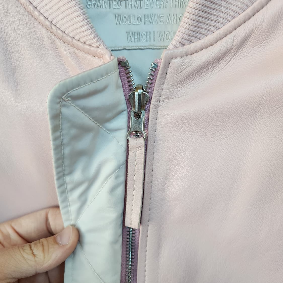 명품 핑크 양가죽 봄버 자켓 상품이미지3