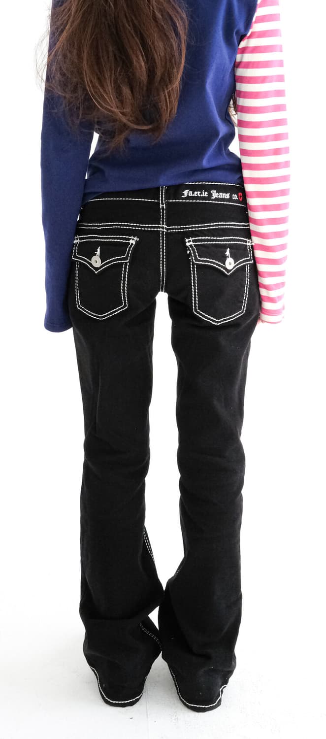 샵페어리 stitch low rise flare pants black 상품이미지2