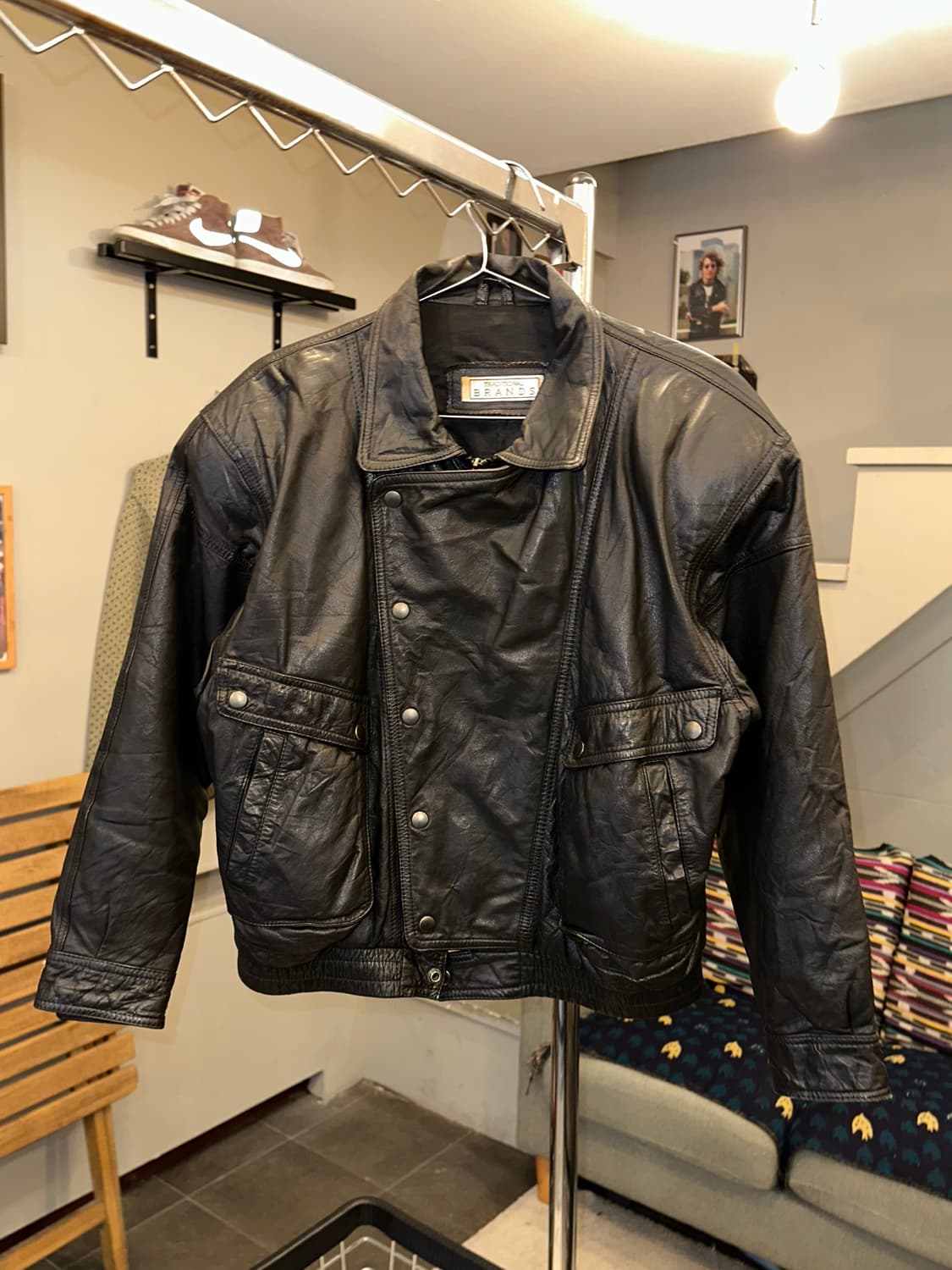 90’s Japanese leather aged rider jacket 상품이미지3