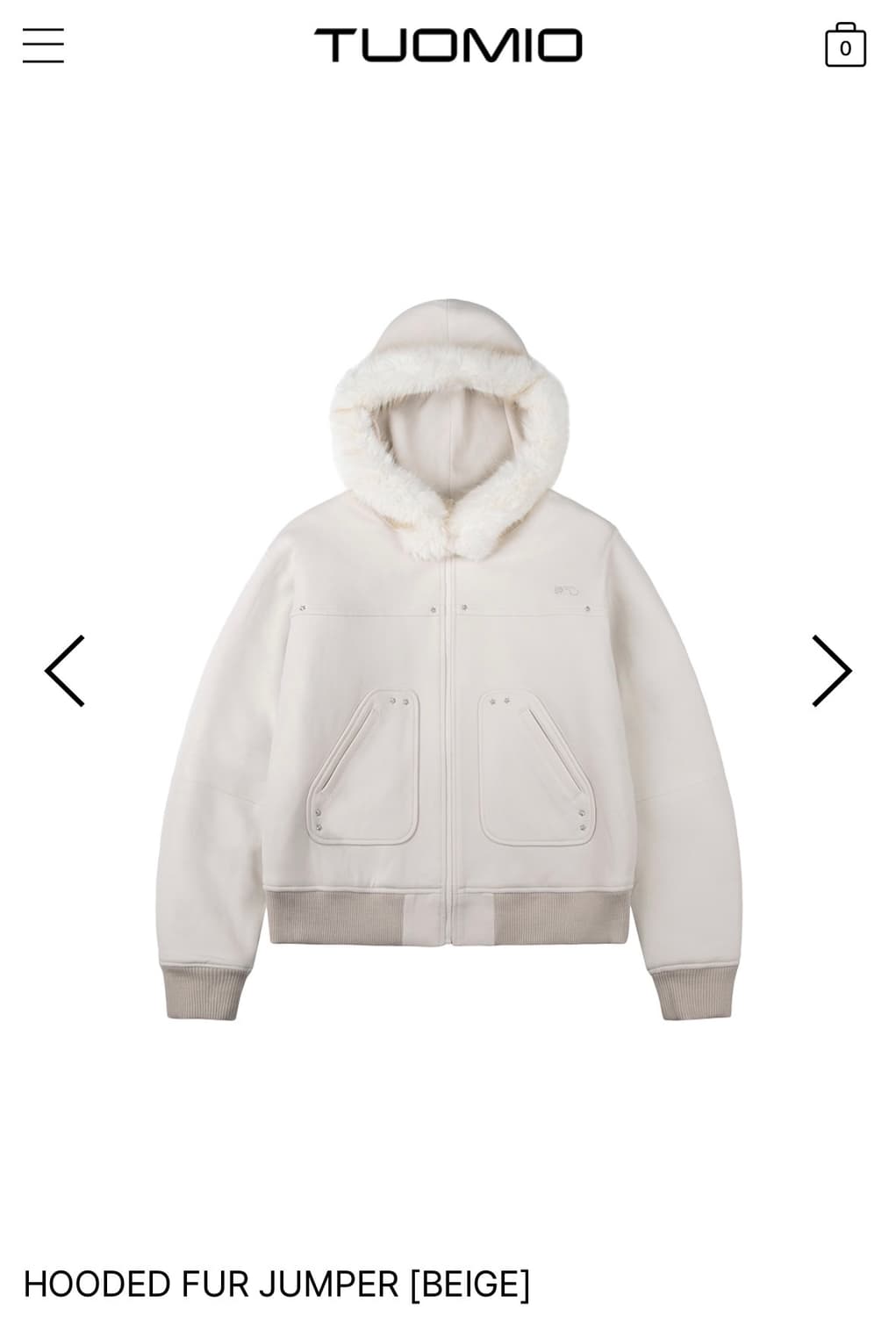 구해요) 뚜오미오 후드 퍼 점퍼 베이지 상품이미지1