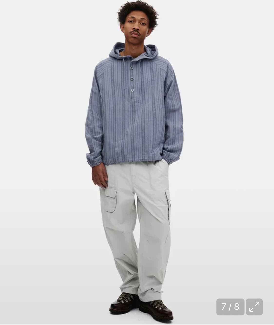 스트라이프 자카드 자커드 후드티 S 상품이미지2