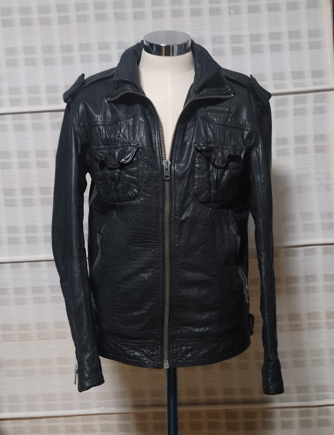 (100% 가죽) 슈퍼드라이 검정 가죽 자켓 M (95~100) 상품이미지1