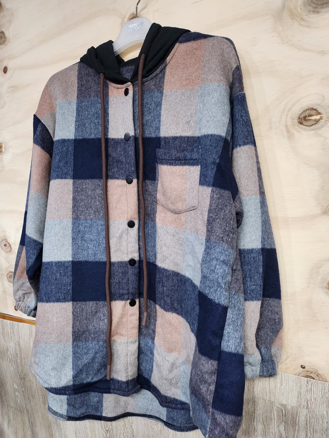 377) 후드 체크 남방 자켓 루즈핏 상품이미지3