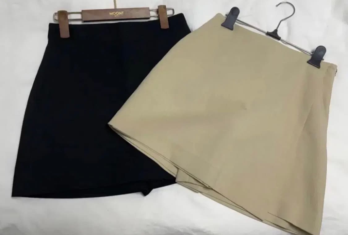 오르 랩 큐롯팬츠 - 베이지, 블랙 상품이미지1