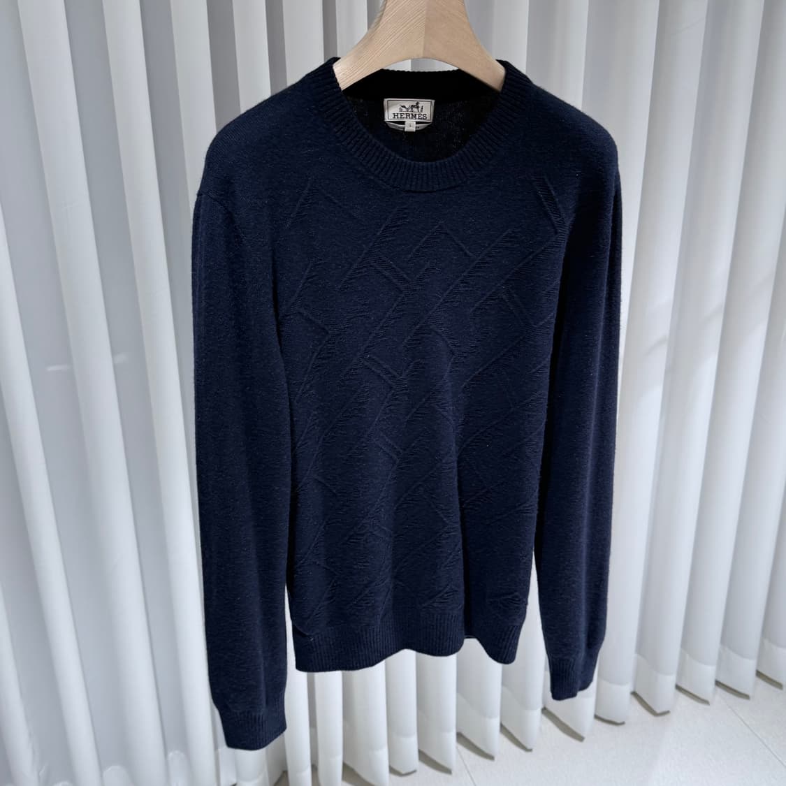 L / 에르메스 H로고 캐시미어 네이비 니트 상품이미지3