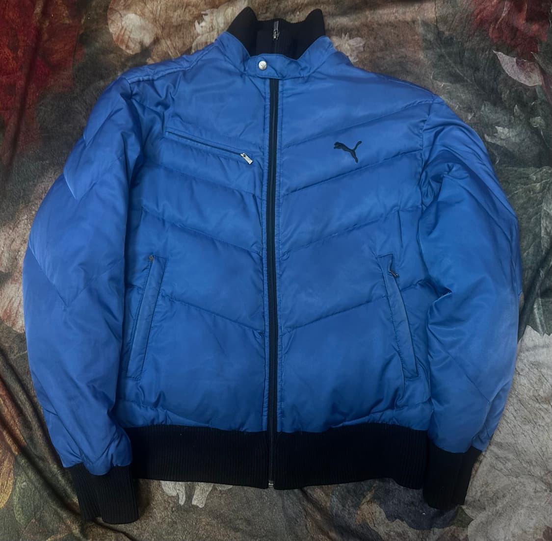 푸마 빈티지 블랙 사이드라인 스카이블루숏패딩 L 상품이미지1