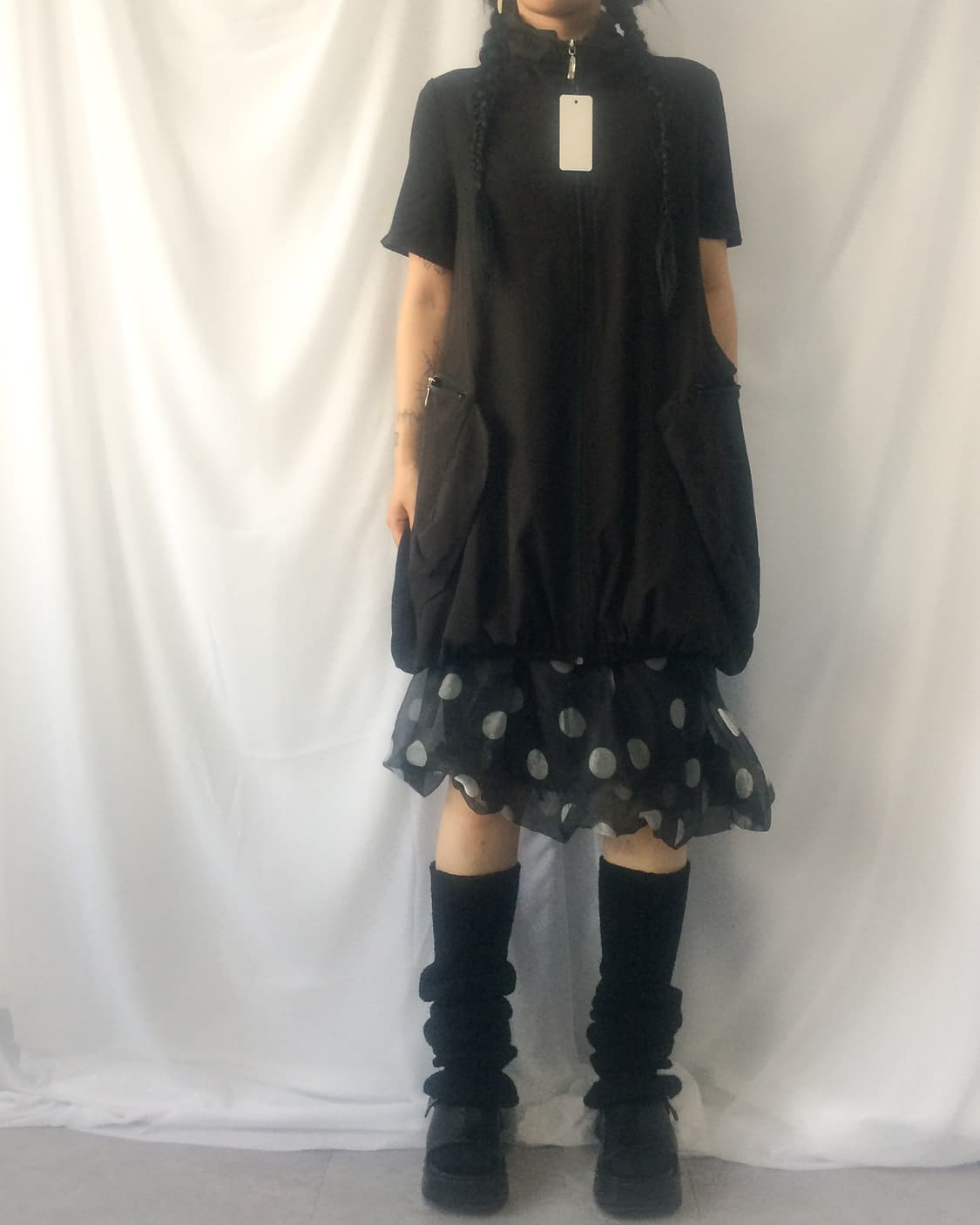 Dot pattern balloon fit midi skirt 상품이미지5