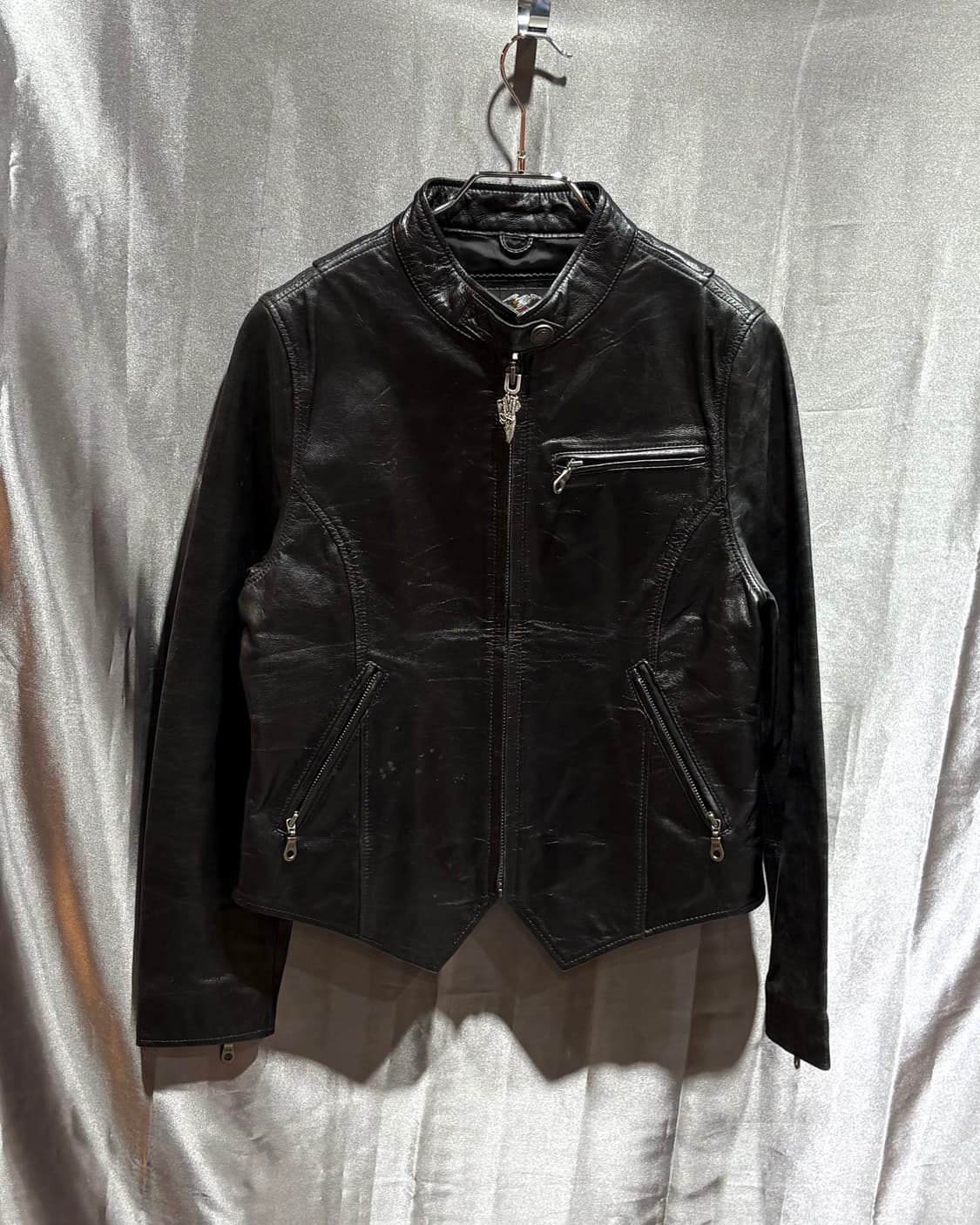 M Harley-Davidson 할리데이비슨 각인 지퍼 블랙 레더자켓 상품이미지2