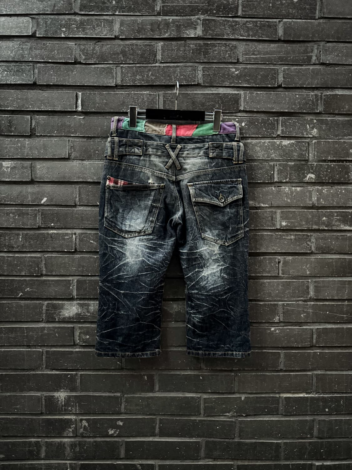 Double belt check patchwork denim shorts 상품이미지6