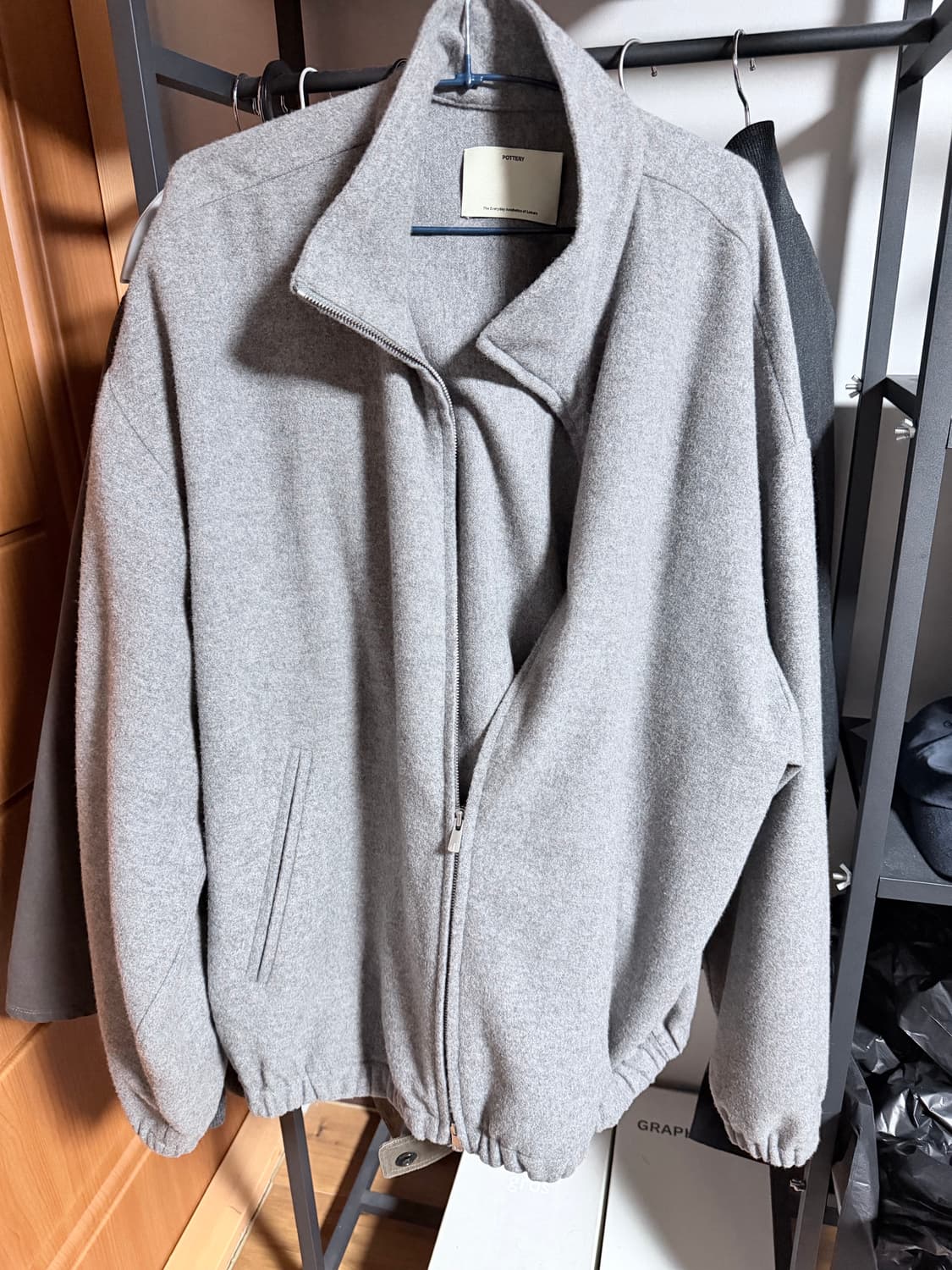 (5)포터리 울캐시미어 하이네자켓 차콜 상품이미지2