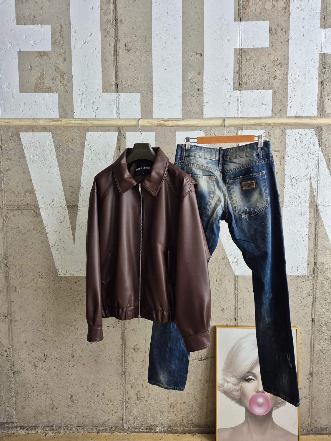 도프제이슨  심플한 레더 자켓XL 상품이미지3