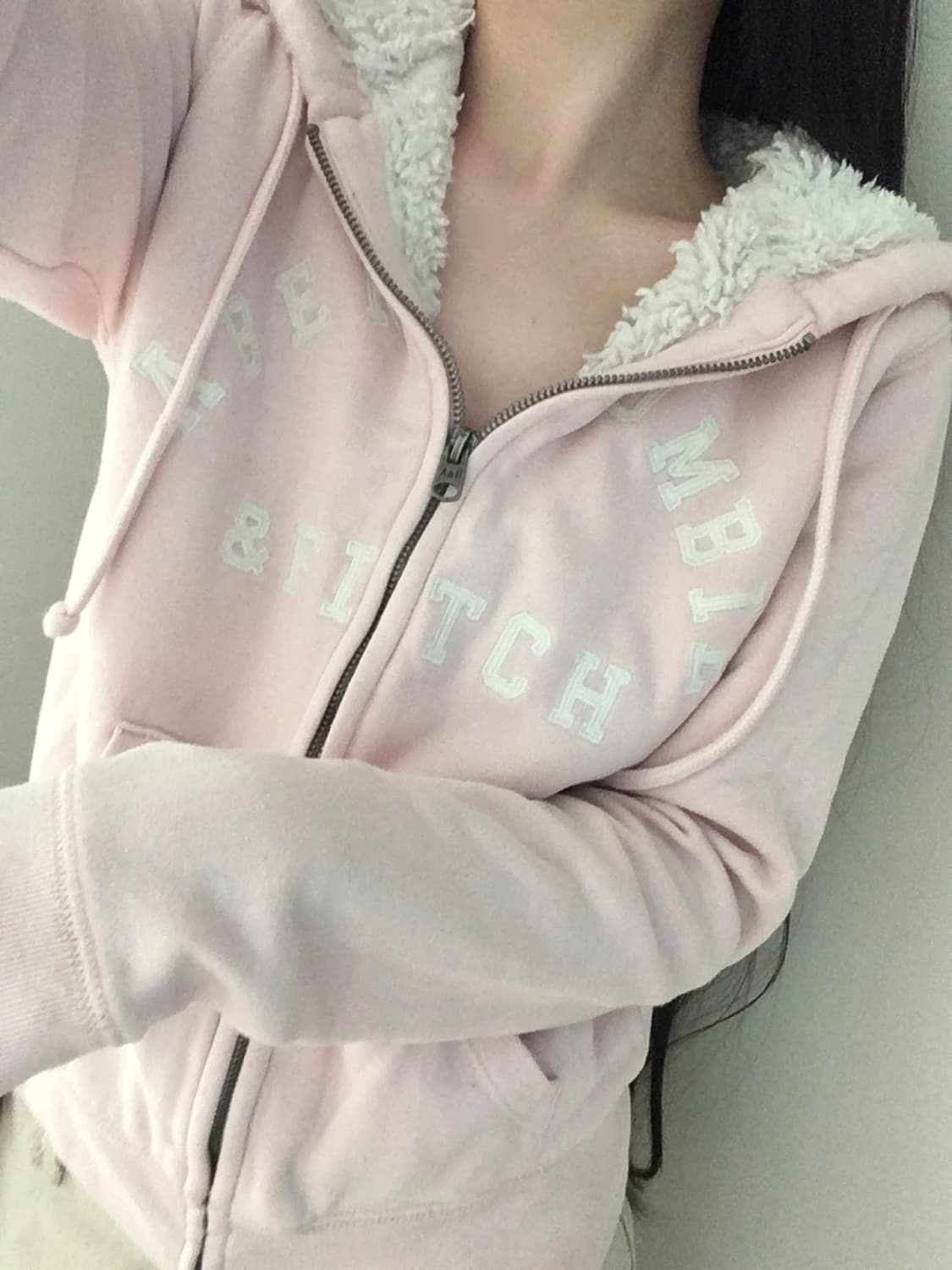 아베크롬비 연핑크 퍼 후드집업 기모 핀터레스트 히메갸루 러힙 상품이미지1