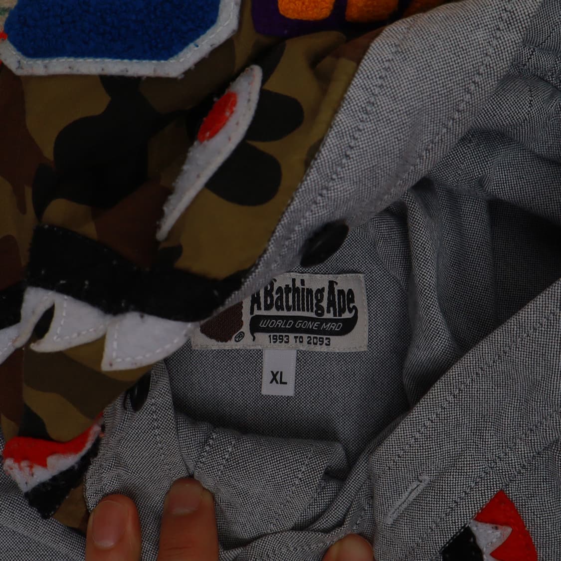 BAPE 베이프 1st 카모 풀오버 샤크 셔츠 후드 XL 상품이미지3