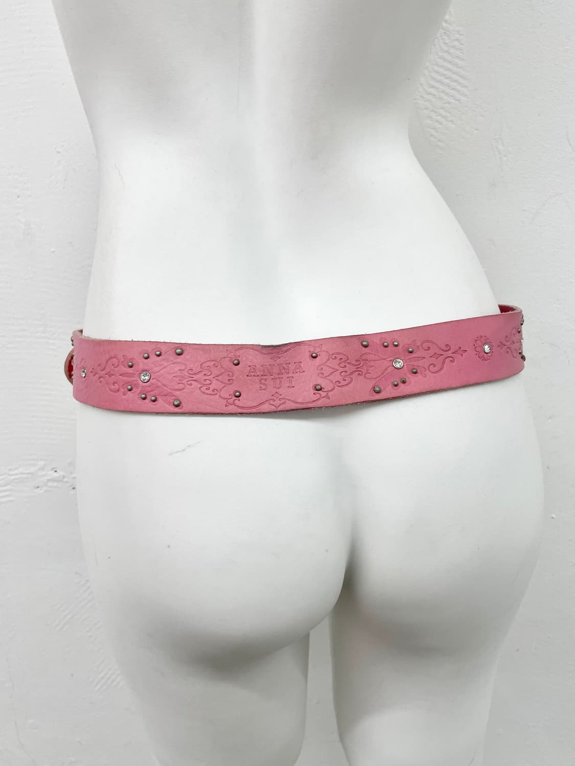 리얼레더 핑크 오리엔탈 펀칭 버클 벨트 상품이미지3