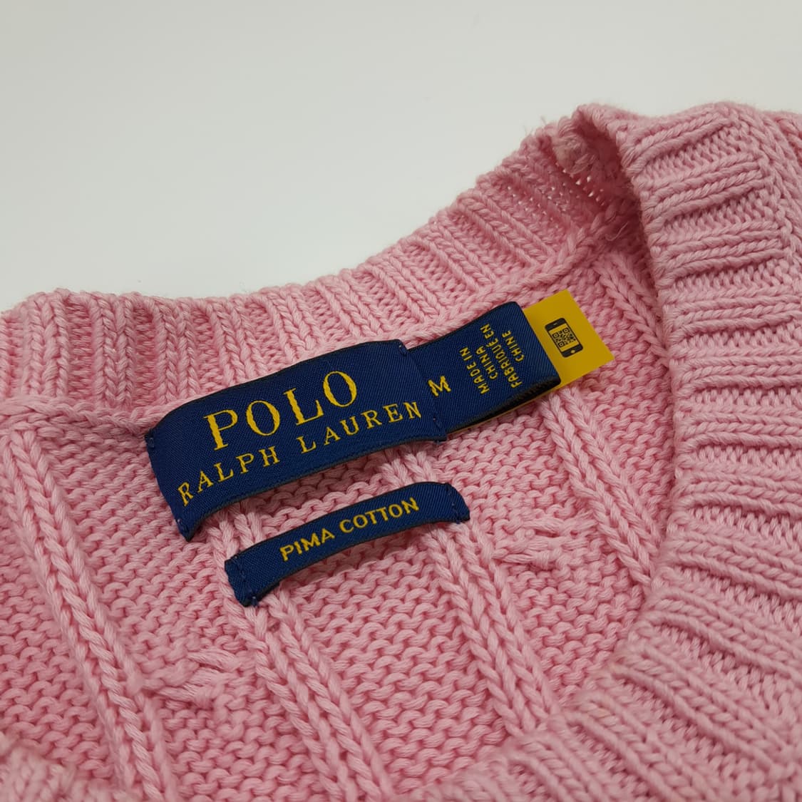 CN811W M 폴로랄프로렌 러블리핑크 QR 피마코튼 케이블 니트 스웨터 상품이미지3