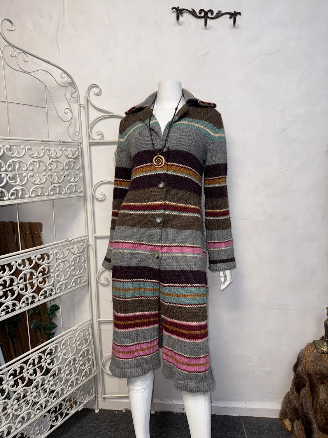 Kookaï stripe wool cardigan muffler set 상품이미지2