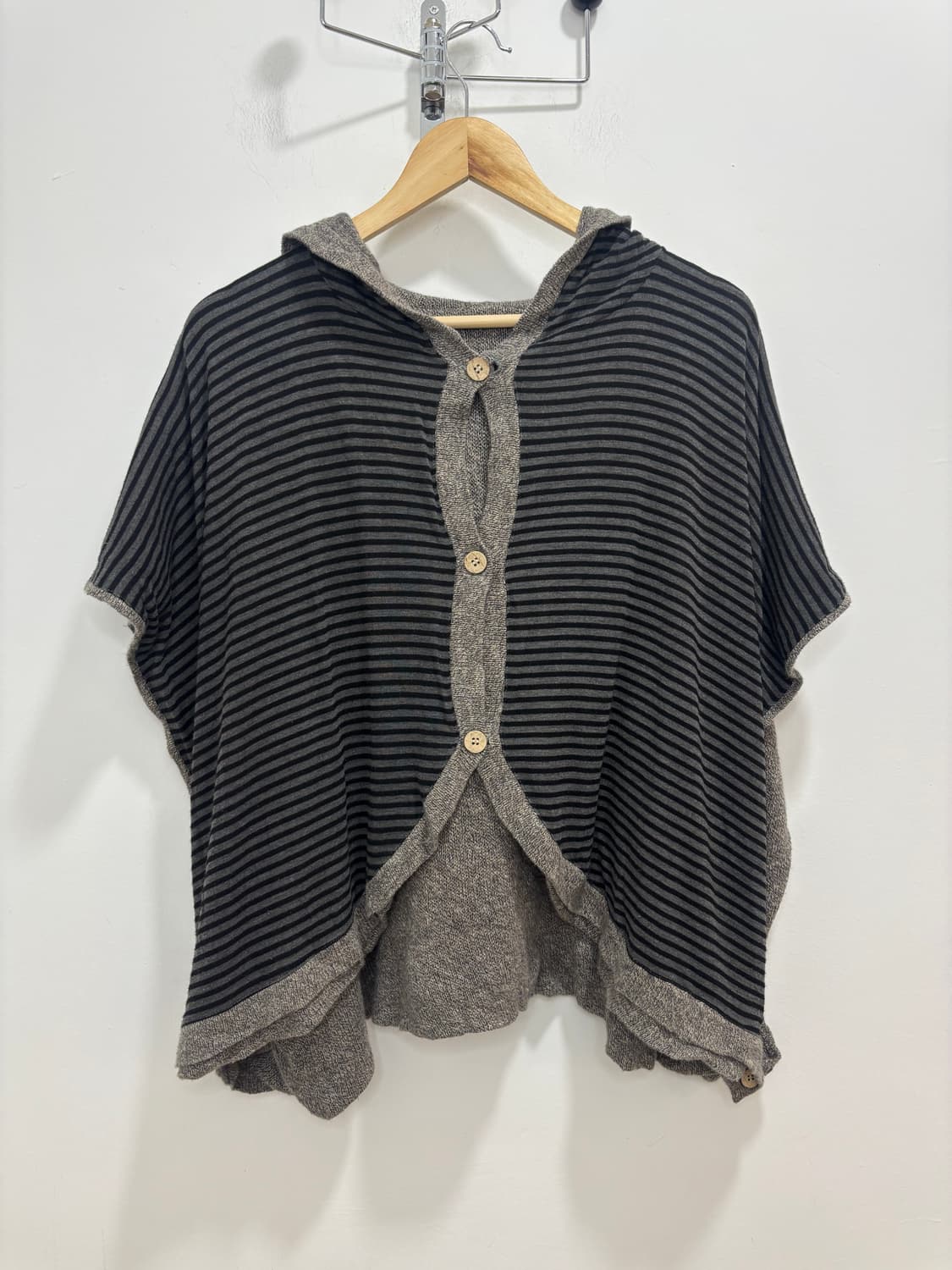 니트 스트라이프 리버시블 후드 케이프 망토 상품이미지9