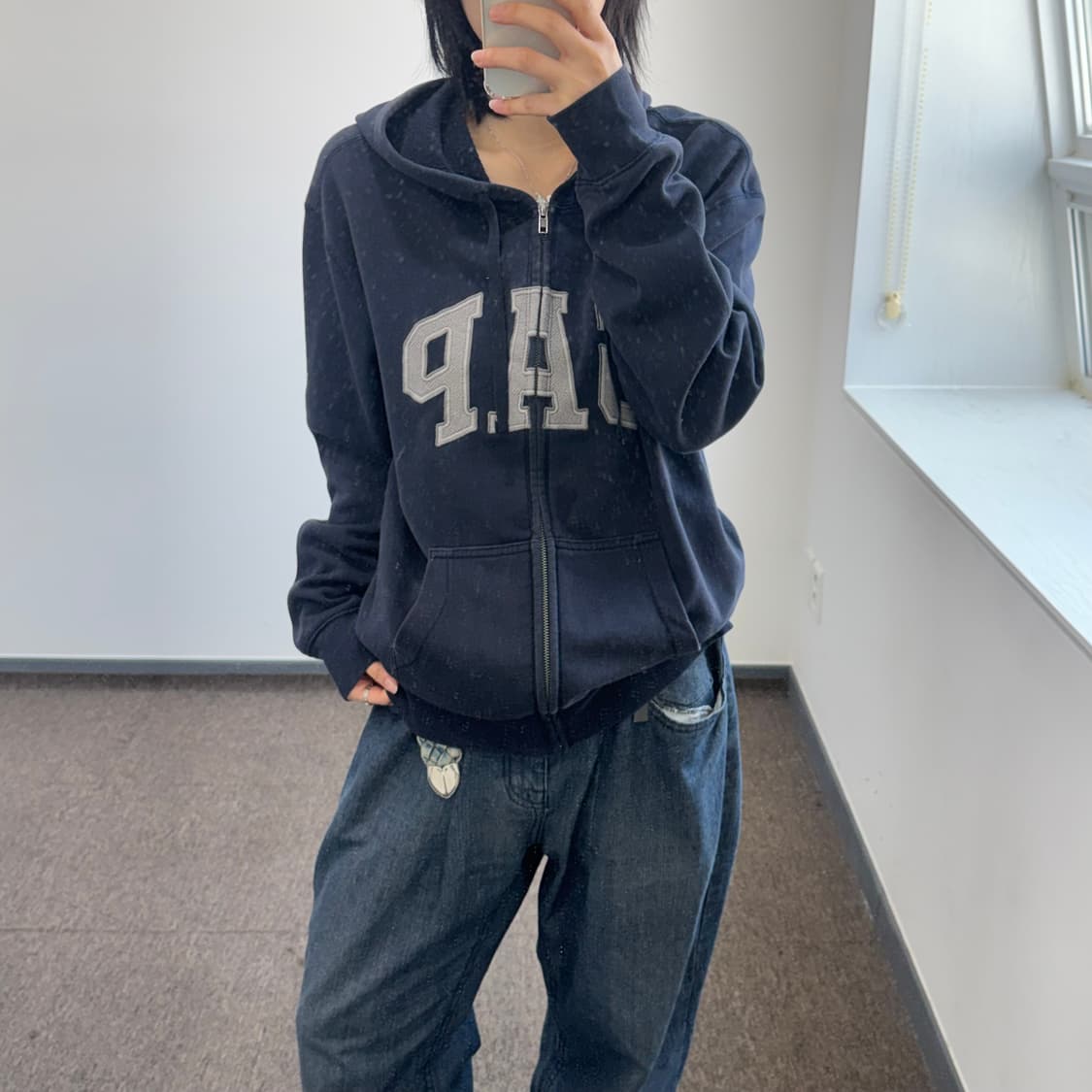 Gap 갭 그레이 로고 네이비 후드집업  상품이미지2