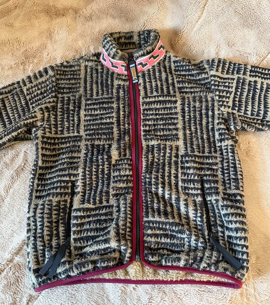 [1] 캐피탈 핵소 블록 패턴 플리스 집 플루종 베이지 상품이미지2