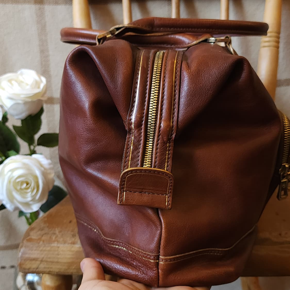 90s 롱샴 브라운레더 닥터백 핸드백 상품이미지7