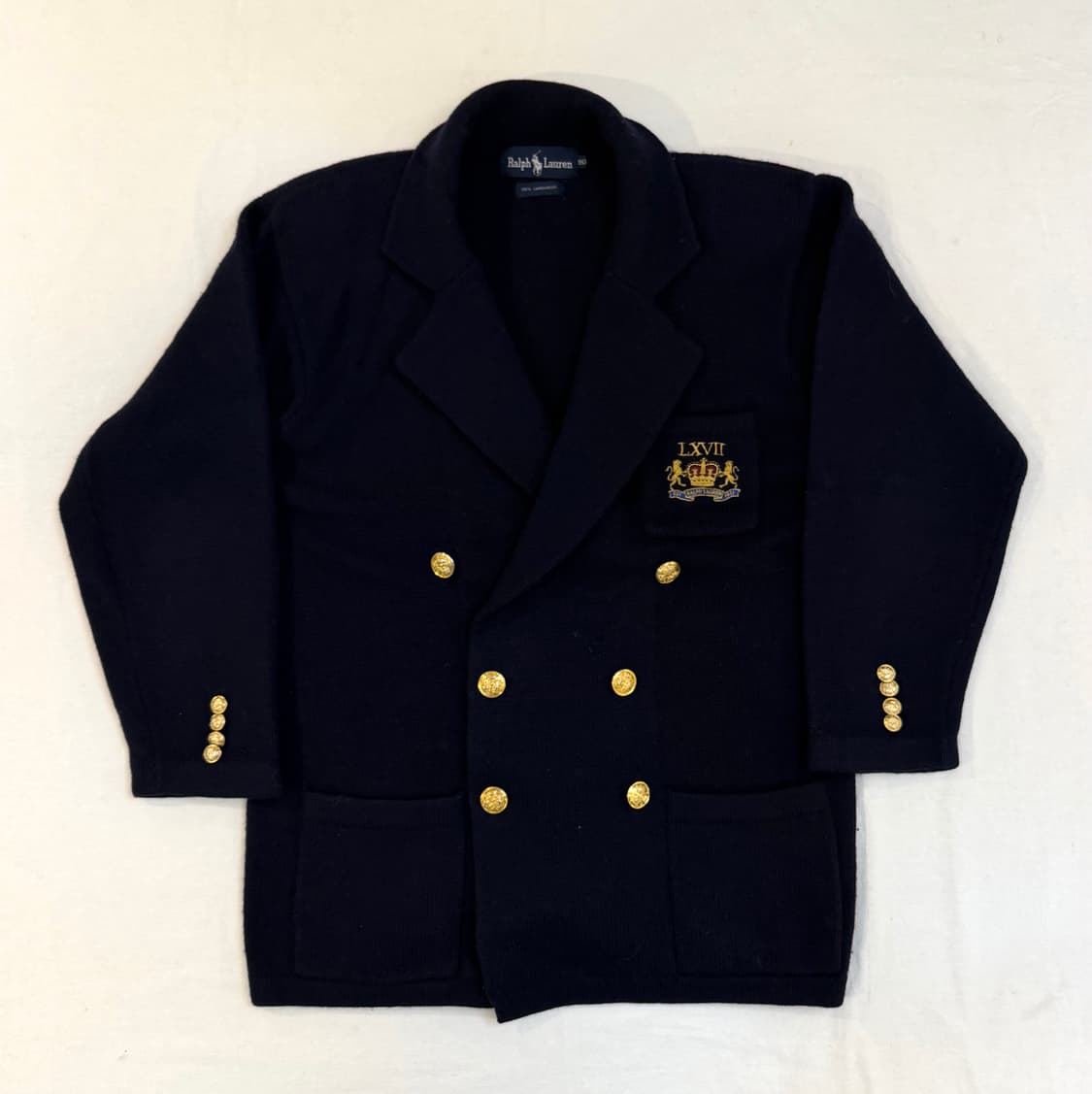 90s 폴로 랄프로렌 네이비 금장 울 니트 블레이저 자켓 상품이미지1