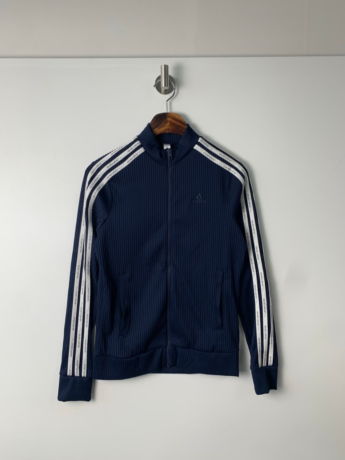 아디다스 자수로고 네이비 골지 트랙 져지  상품이미지2