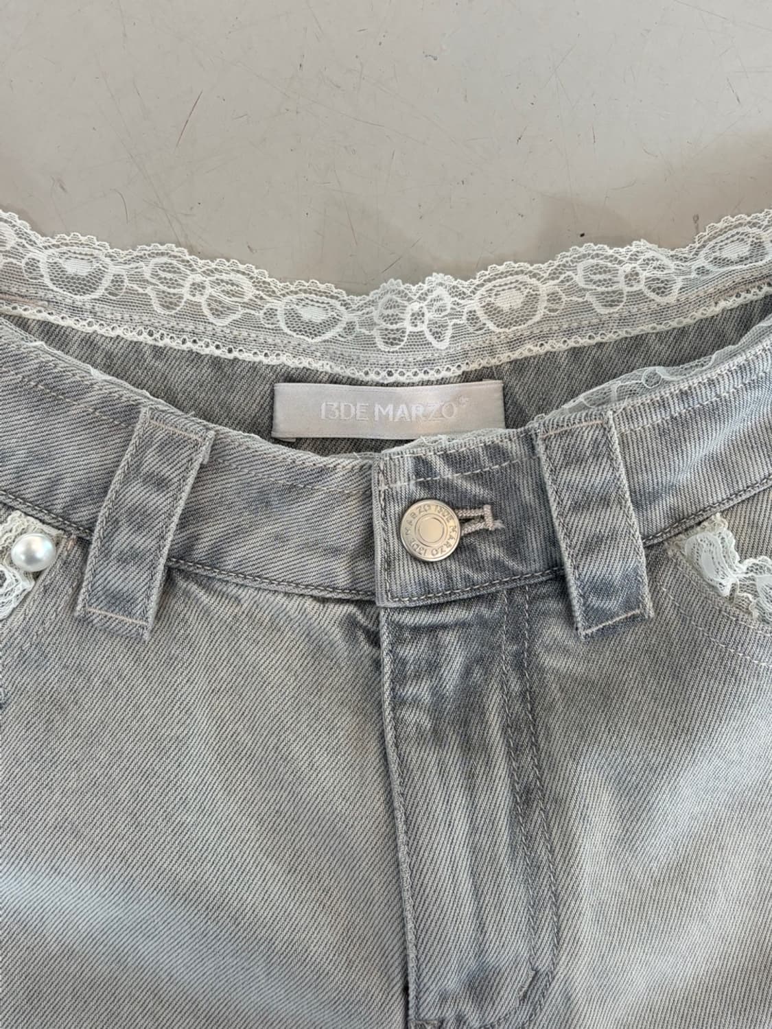 (New) 13de Marzo Lace Denim Shorts 상품이미지4