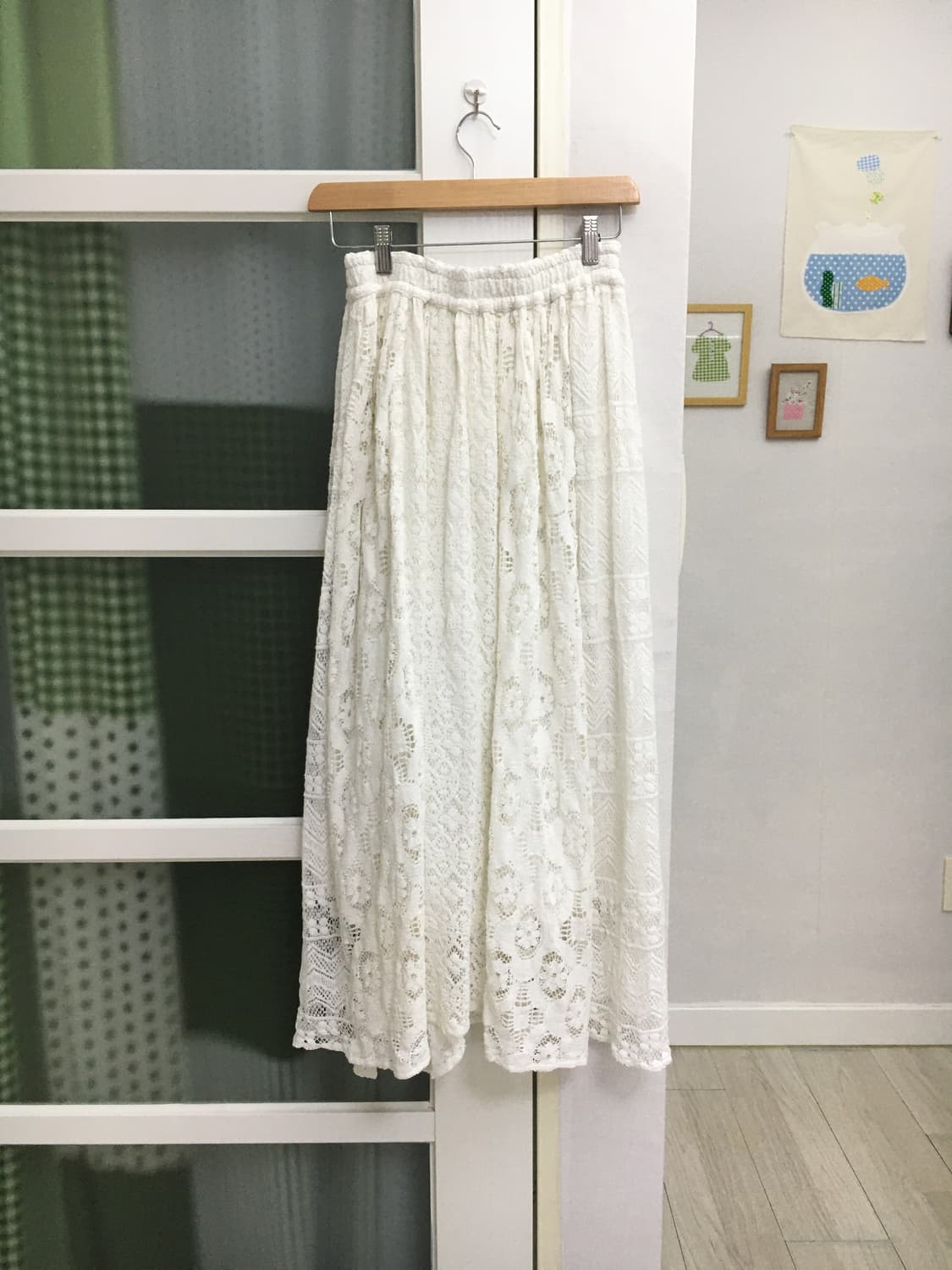 화이트 크로쉐 롱 스커트 상품이미지1