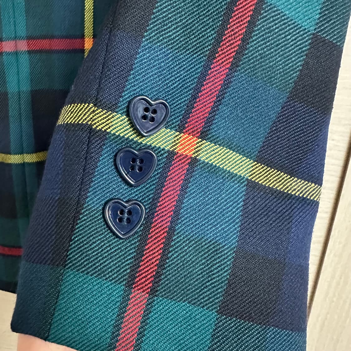 모스키노 그린 체크 하트 엘보 패치 자켓 (국내 55사이즈) 상품이미지6