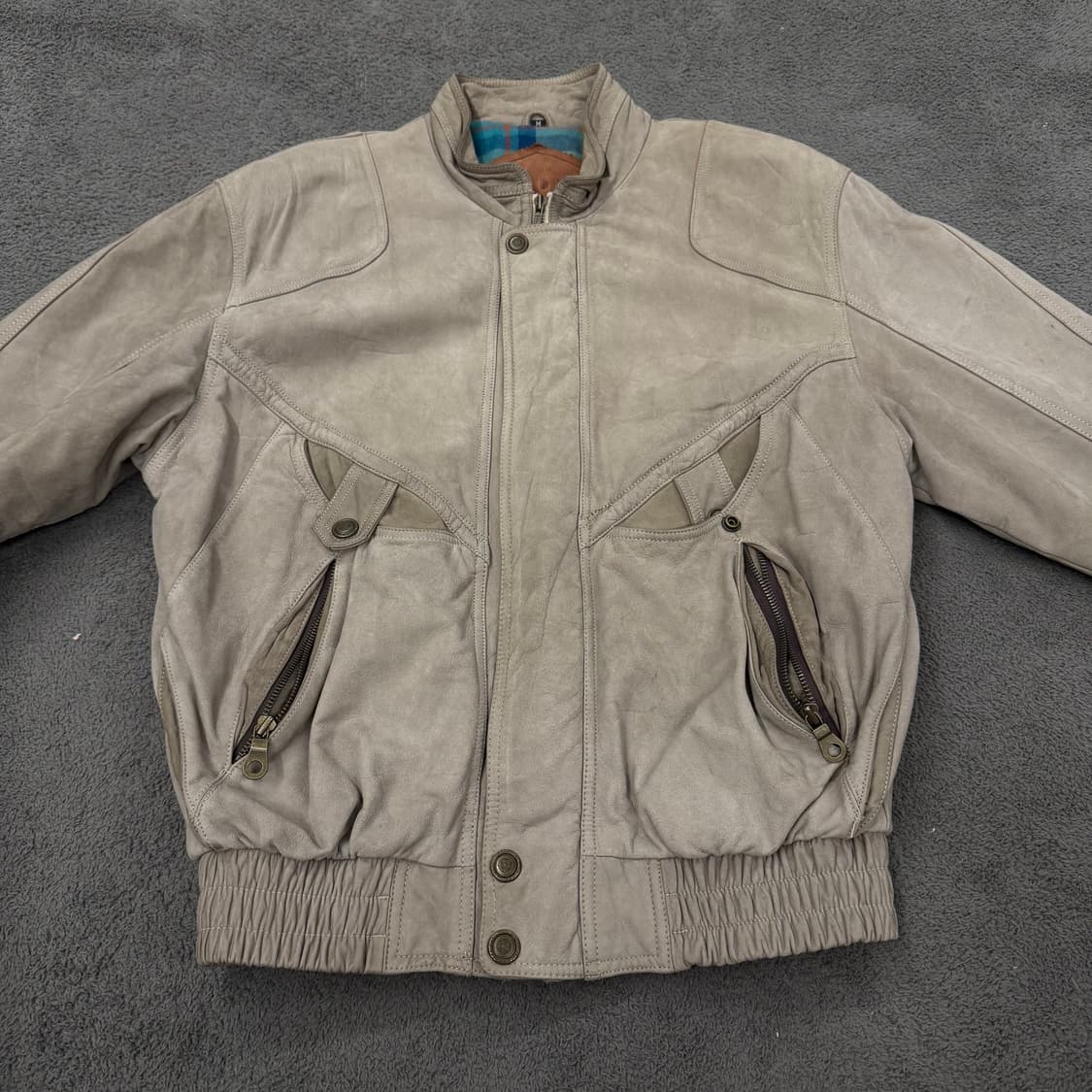 [ M ] 90s 빈티지 유러피안 쉐입 플라이트 보머 가죽 레더 자켓 상품이미지3