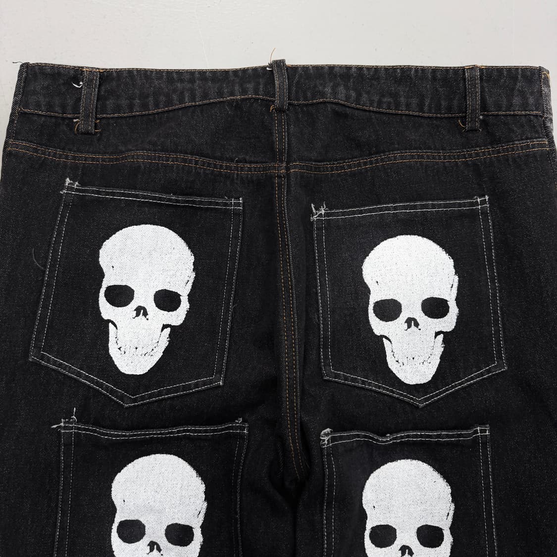 JPN 제팬 스컬 해골 멀티포켓 펑크 블랙 데님팬츠 상품이미지5